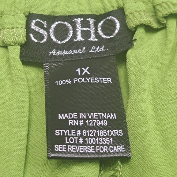 NWT Soho Apparel Lime Green Crinkle Pants   Size 1X - Picture 6 of 8
